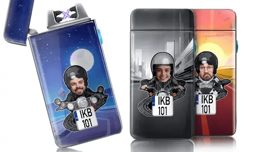Personalised lighter with motorcyclist